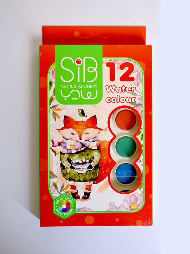 آبرنگ 12 رنگ مقوایی سیب