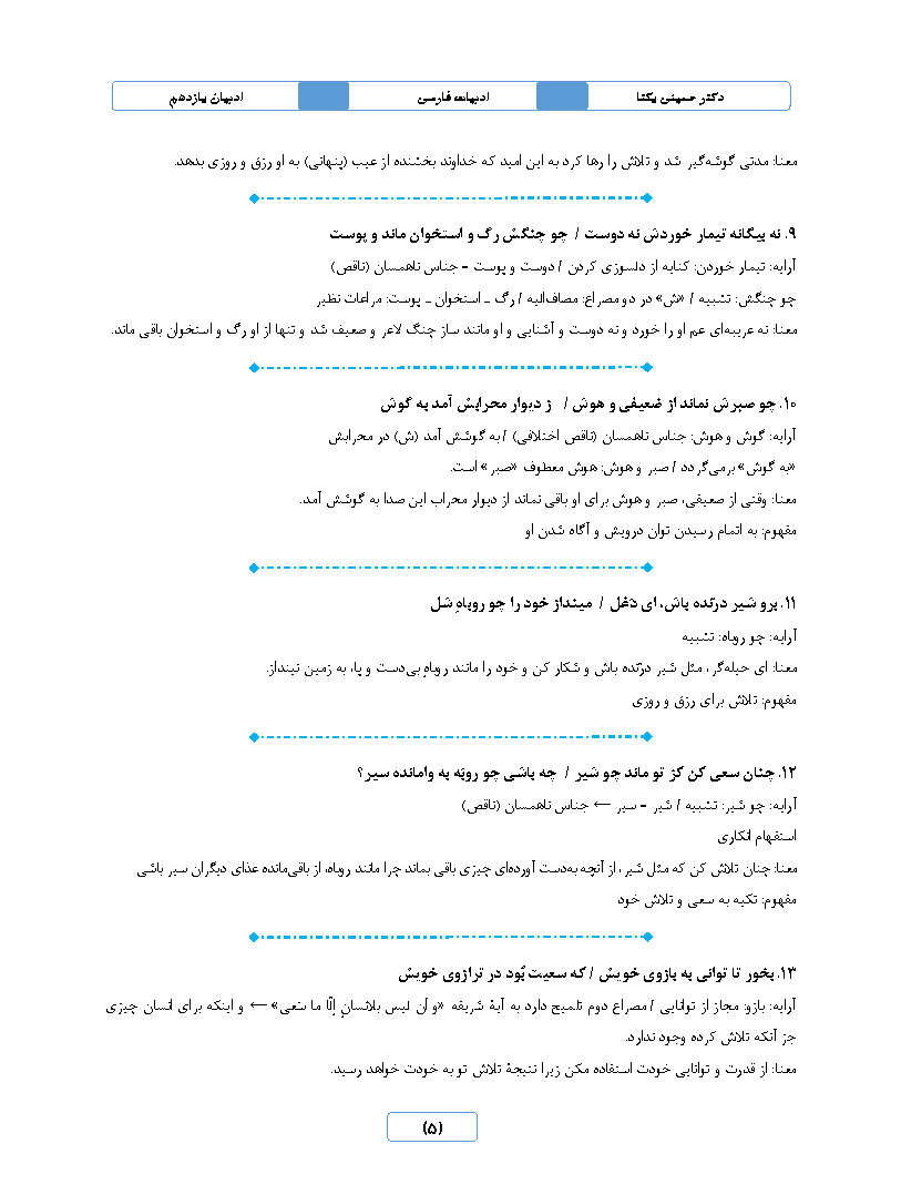 جزوه ادبیات (یازدهم) عمومی استاد یکتا 1404-1403