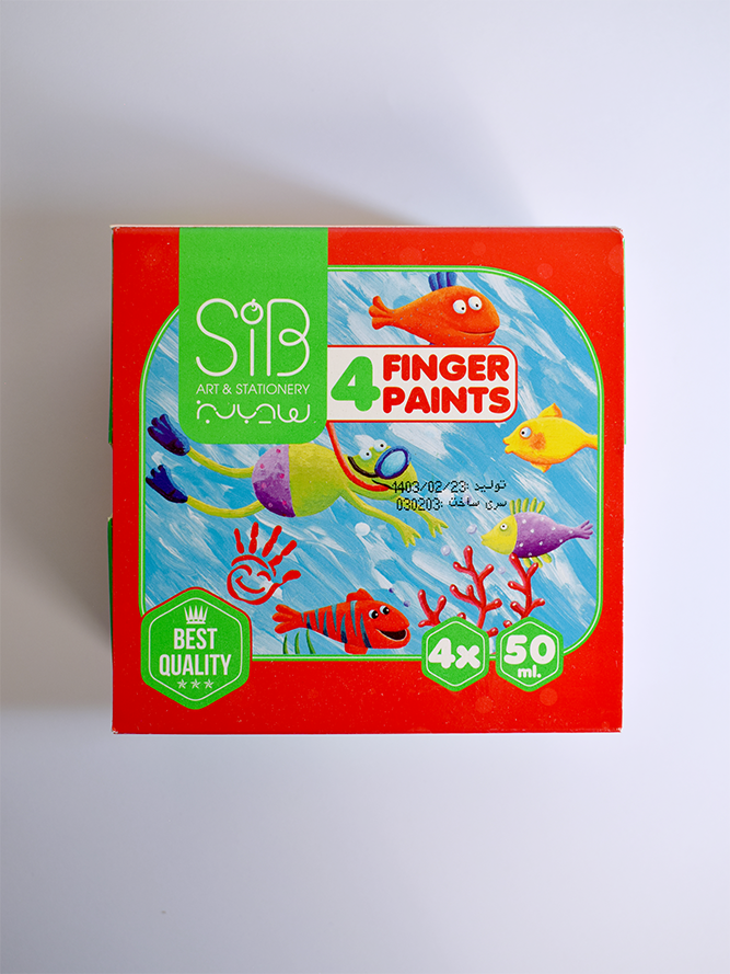 رنگ انگشتی 4 رنگ جعبه مقوایی سیب