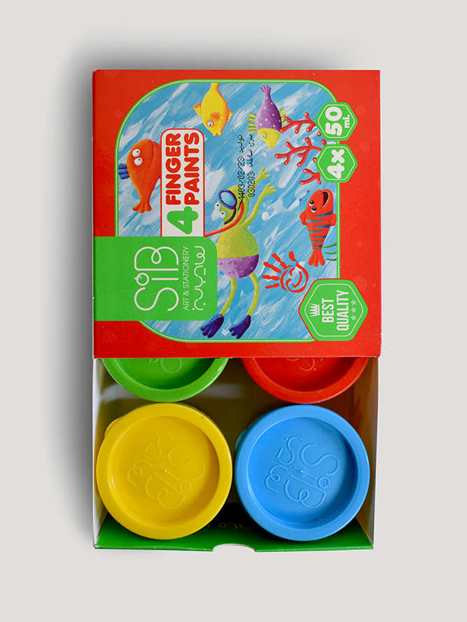 رنگ انگشتی 4 رنگ جعبه مقوایی سیب