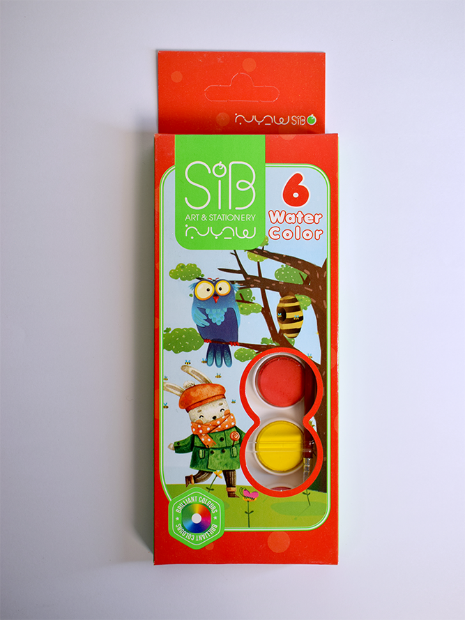 آبرنگ 6 رنگ مقوایی سیب