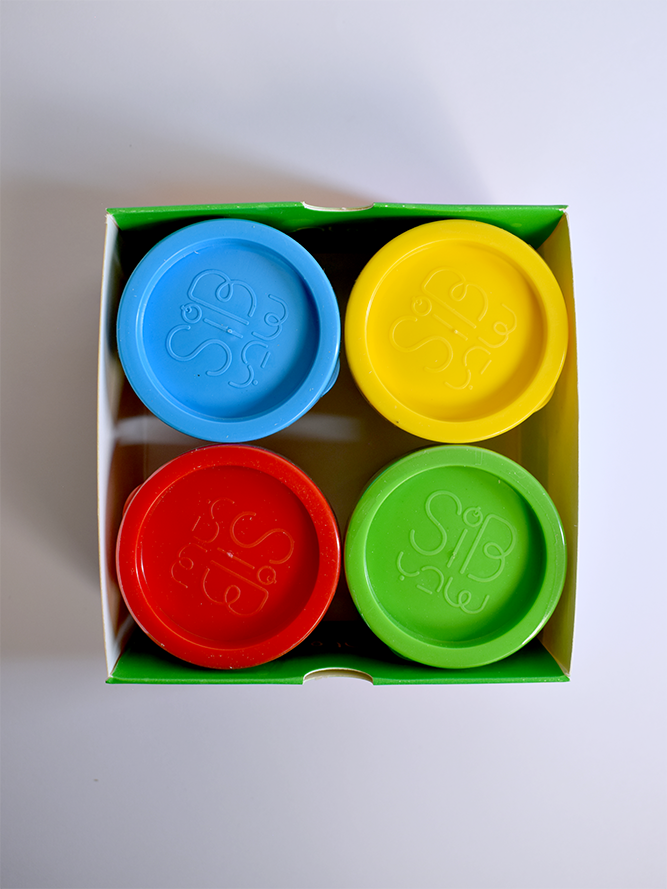 رنگ انگشتی 4 رنگ جعبه مقوایی سیب