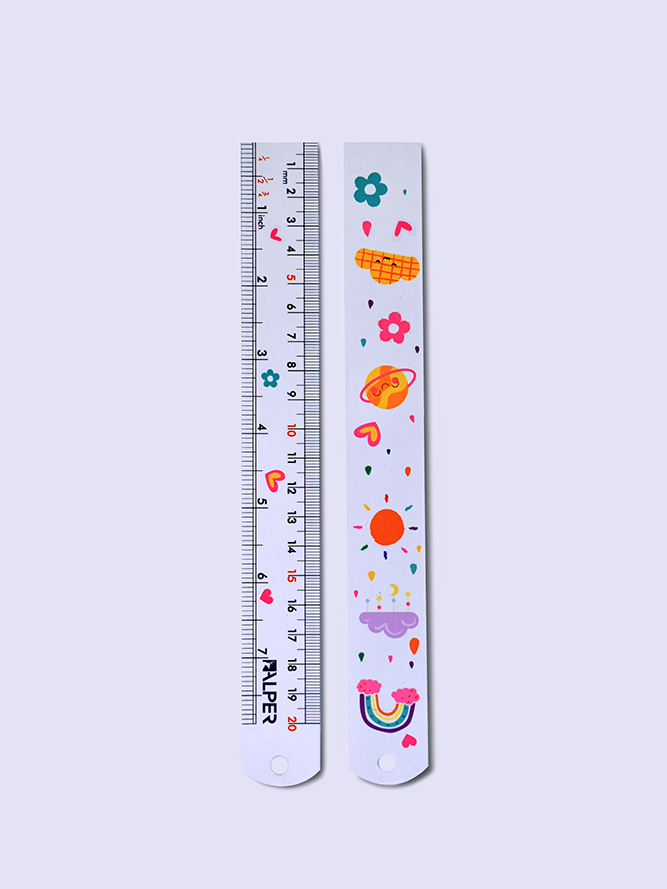 خط کش فلزی فانتزی رنگی 20 سانتی متری