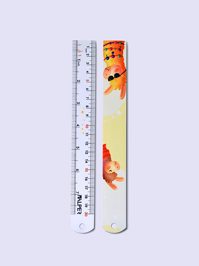 خط کش فلزی فانتزی رنگی 20 سانتی متری