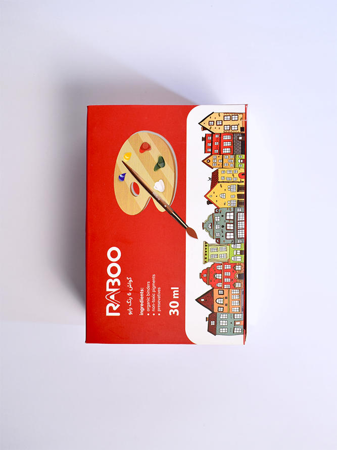 گواش 6 رنگ جعبه مقوایی رابو