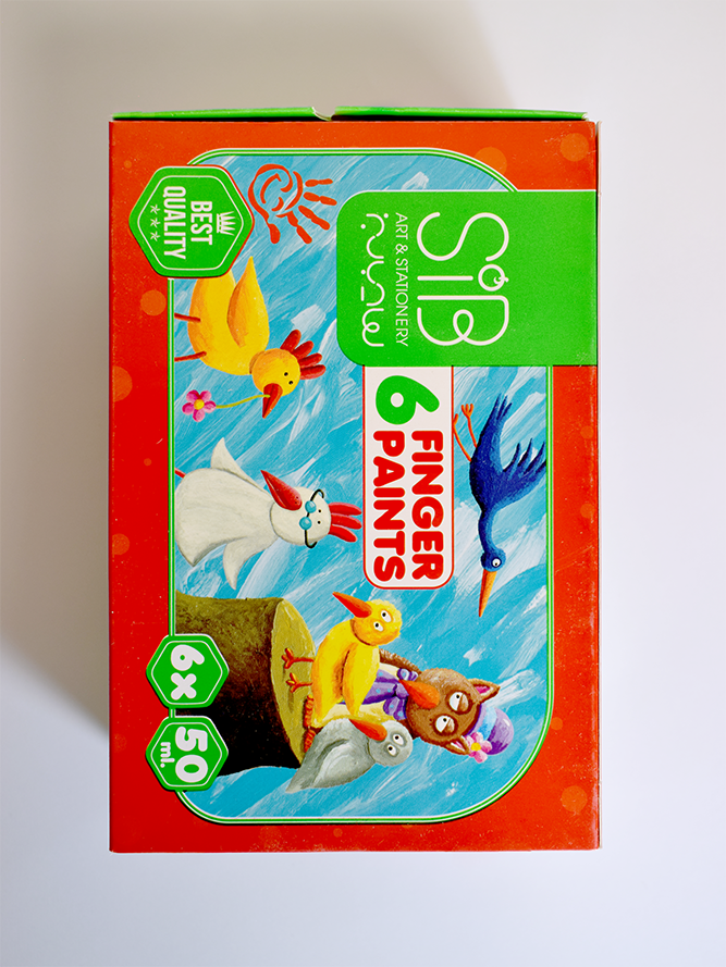 رنگ انگشتی 6 رنگ جعبه مقوایی سیب