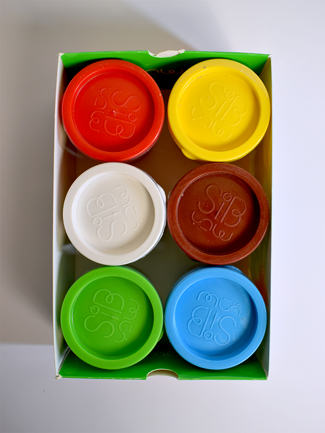 رنگ انگشتی 6 رنگ جعبه مقوایی سیب