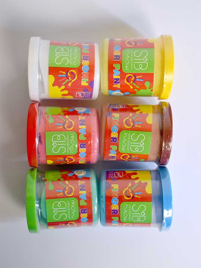 رنگ انگشتی 6 رنگ جعبه مقوایی سیب